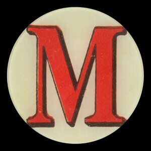 John Derian Signed Plate Letter "M" Decoupage under Hand Blown Glass Dish~5-1/4"